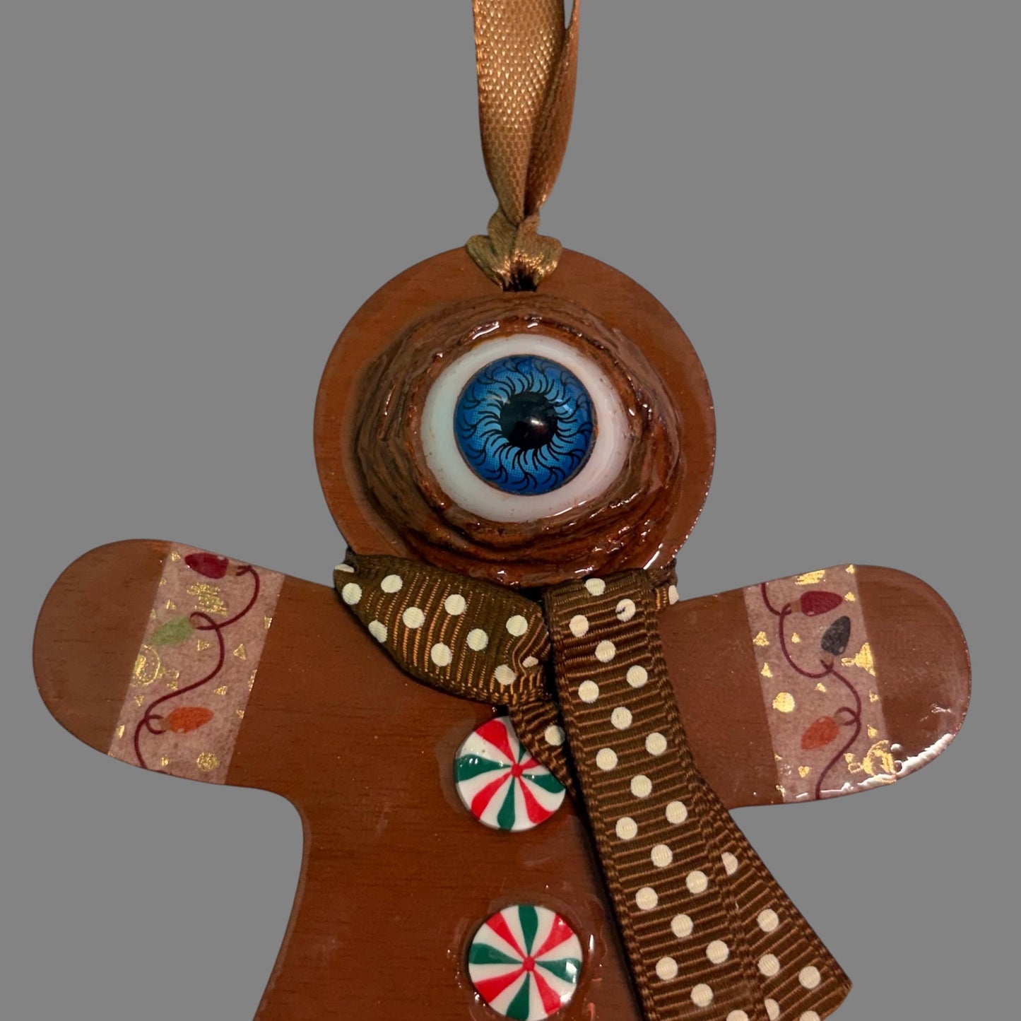 Hand-Painted One-Eyed Gingerbread Man Ornament