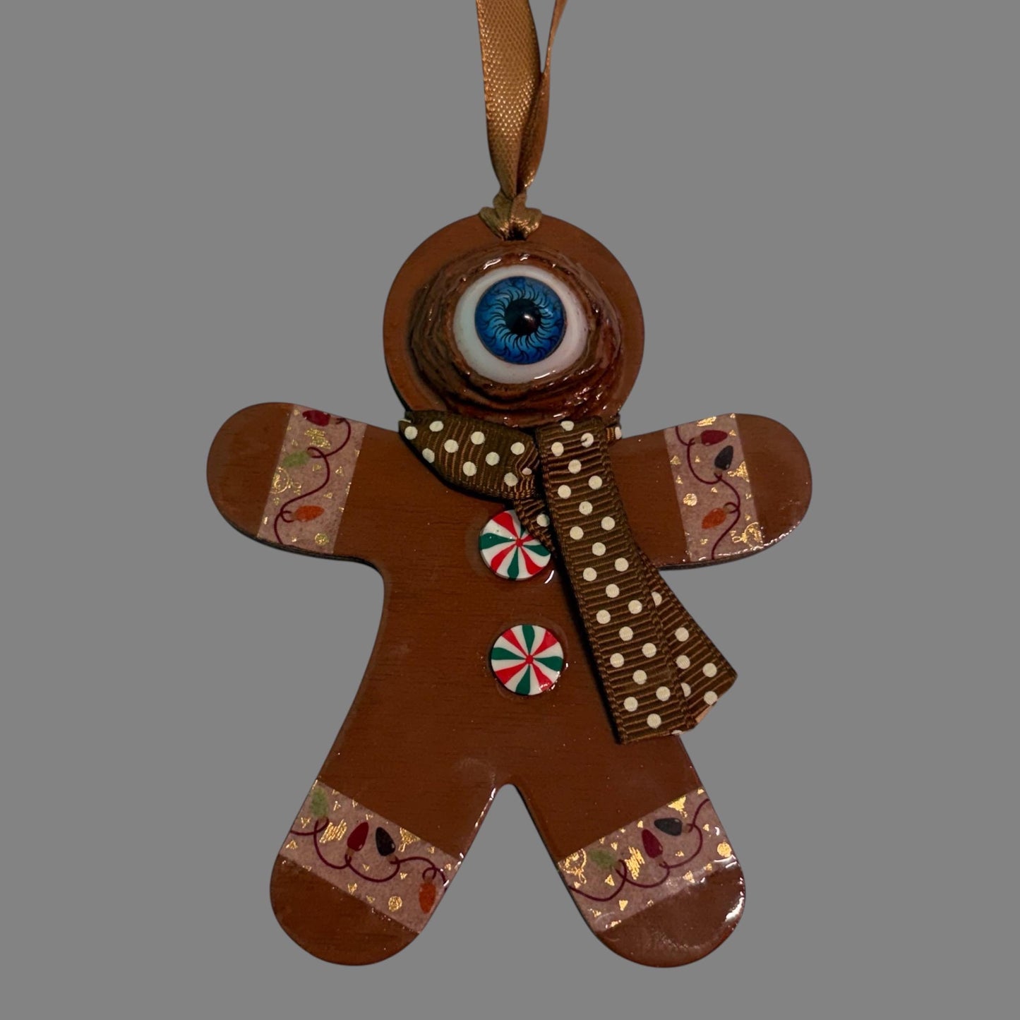 Hand-Painted One-Eyed Gingerbread Man Ornament