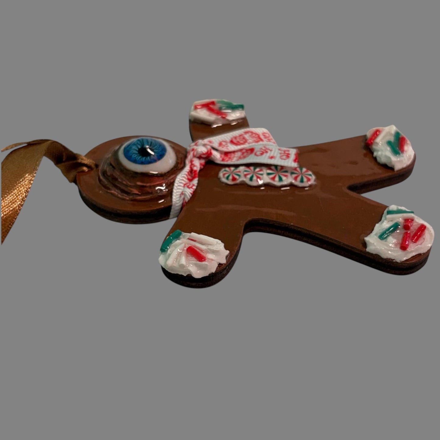 Hand-Painted One-Eyed Gingerbread Man Ornament