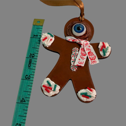 Hand-Painted One-Eyed Gingerbread Man Ornament