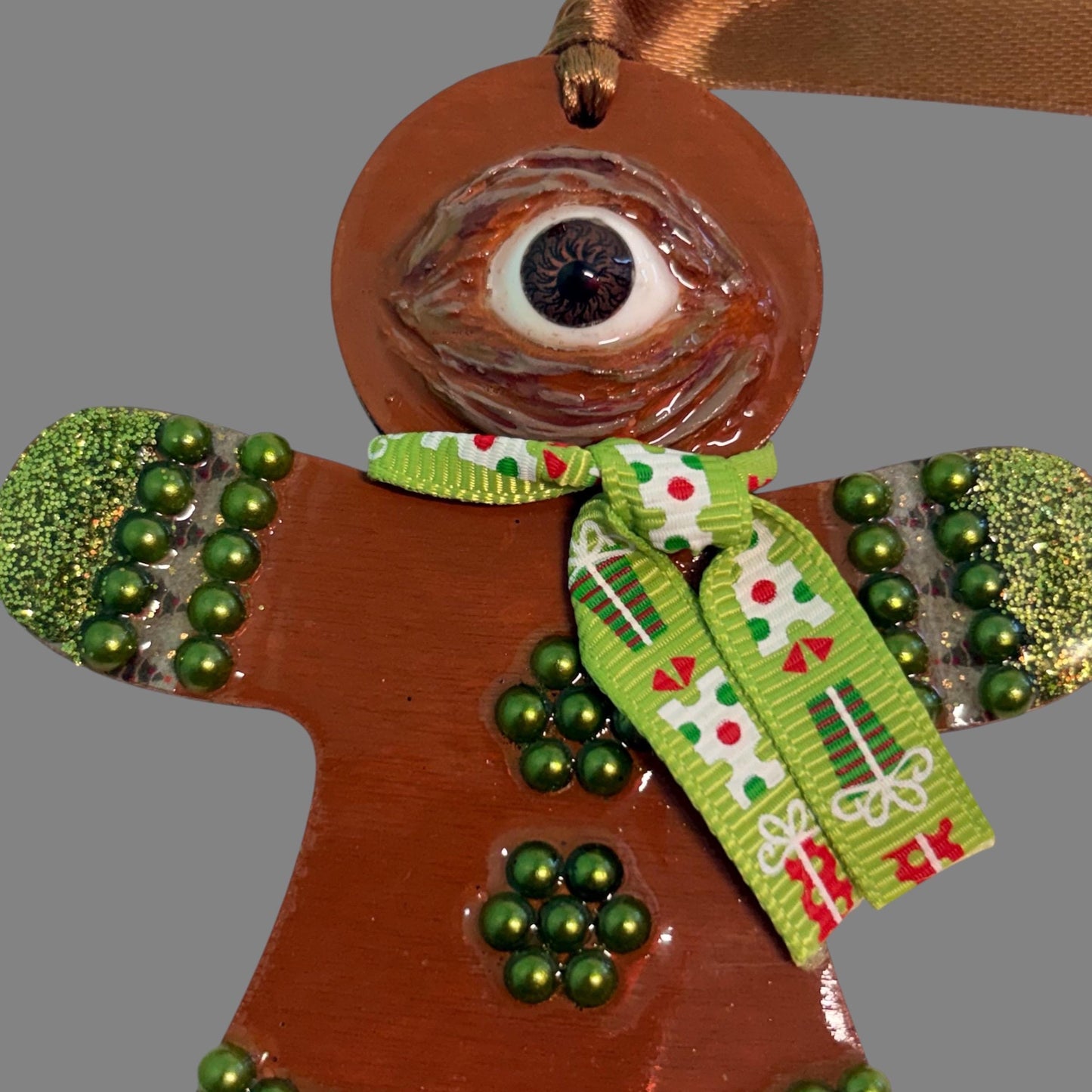 Hand-Painted One-Eyed Gingerbread Man Ornament