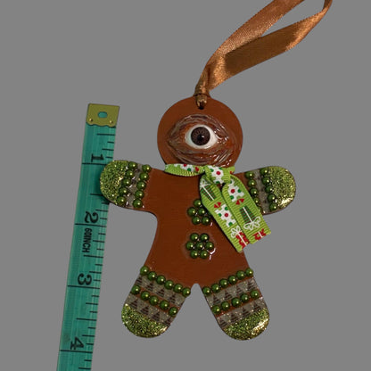 Hand-Painted One-Eyed Gingerbread Man Ornament