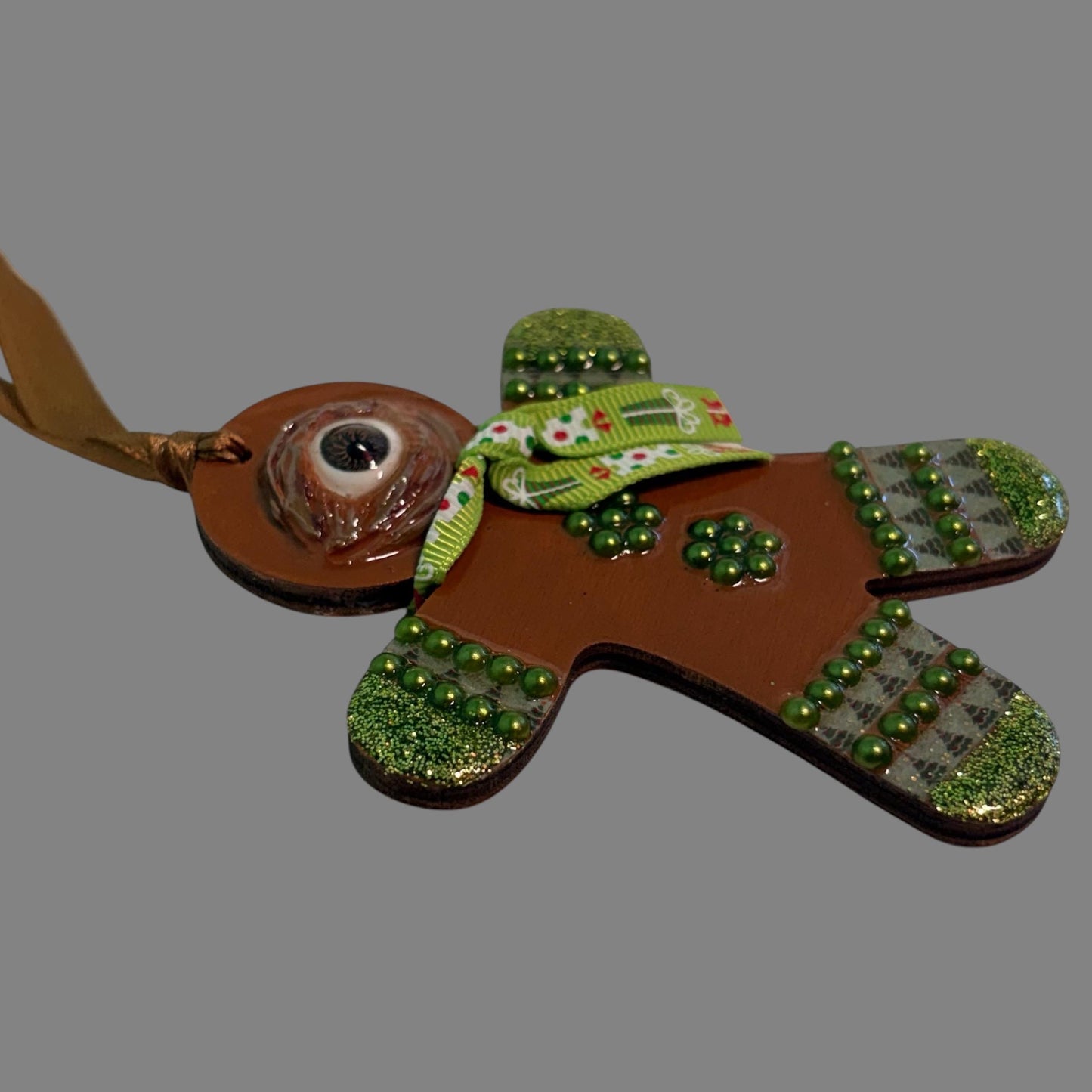 Hand-Painted One-Eyed Gingerbread Man Ornament