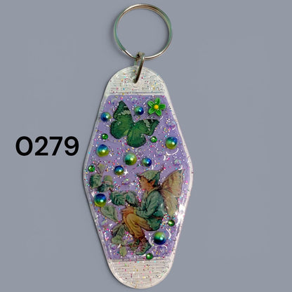Whimsical Fairy Vintage style Hotel Motel Keychain