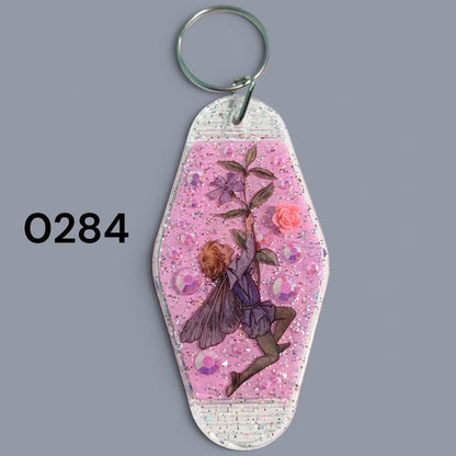 Whimsical Fairy Vintage style Hotel Motel Keychain