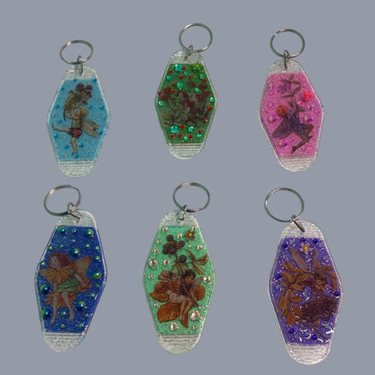Whimsical Fairy Vintage style Hotel Motel Keychain