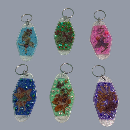 Whimsical Fairy Vintage style Hotel Motel Keychain