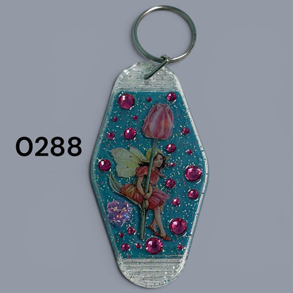 Whimsical Fairy Vintage style Hotel Motel Keychain