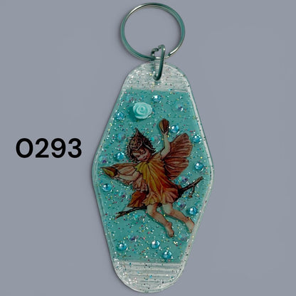 Whimsical Fairy Vintage style Hotel Motel Keychain