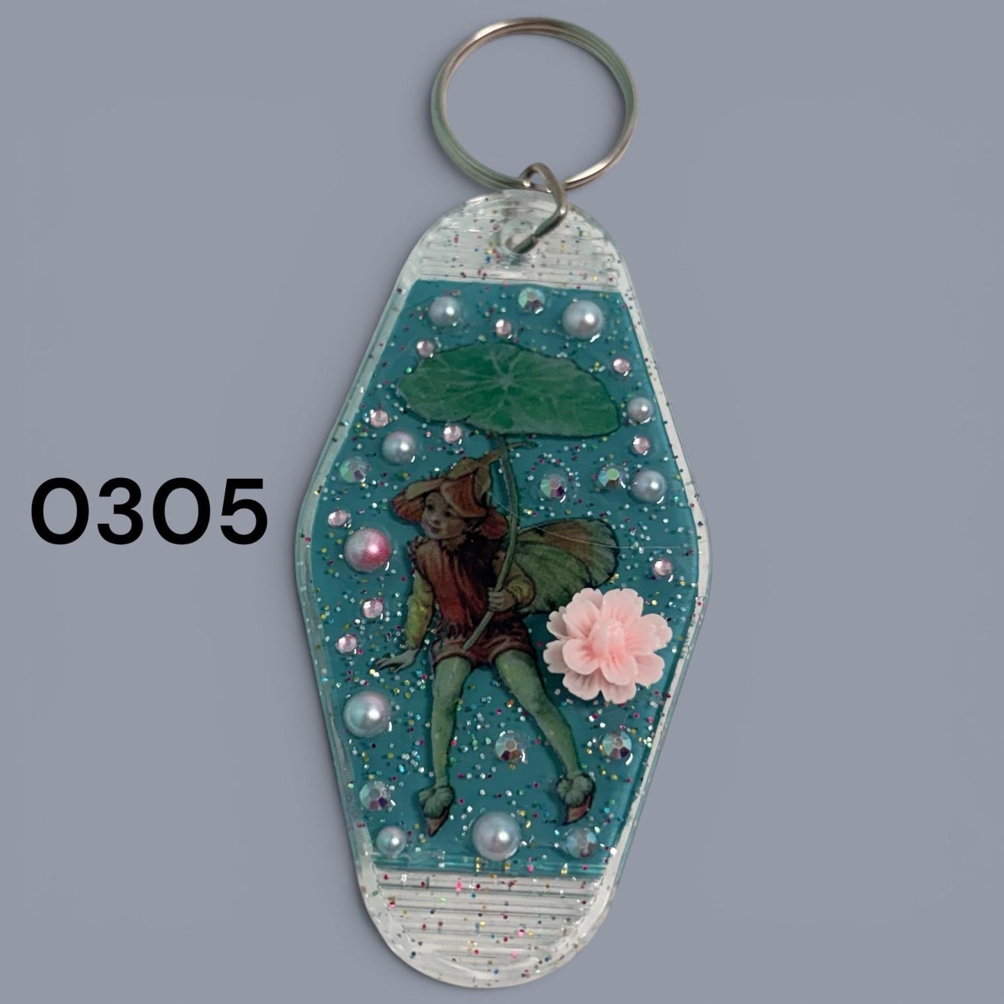 Whimsical Fairy Vintage style Hotel Motel Keychain