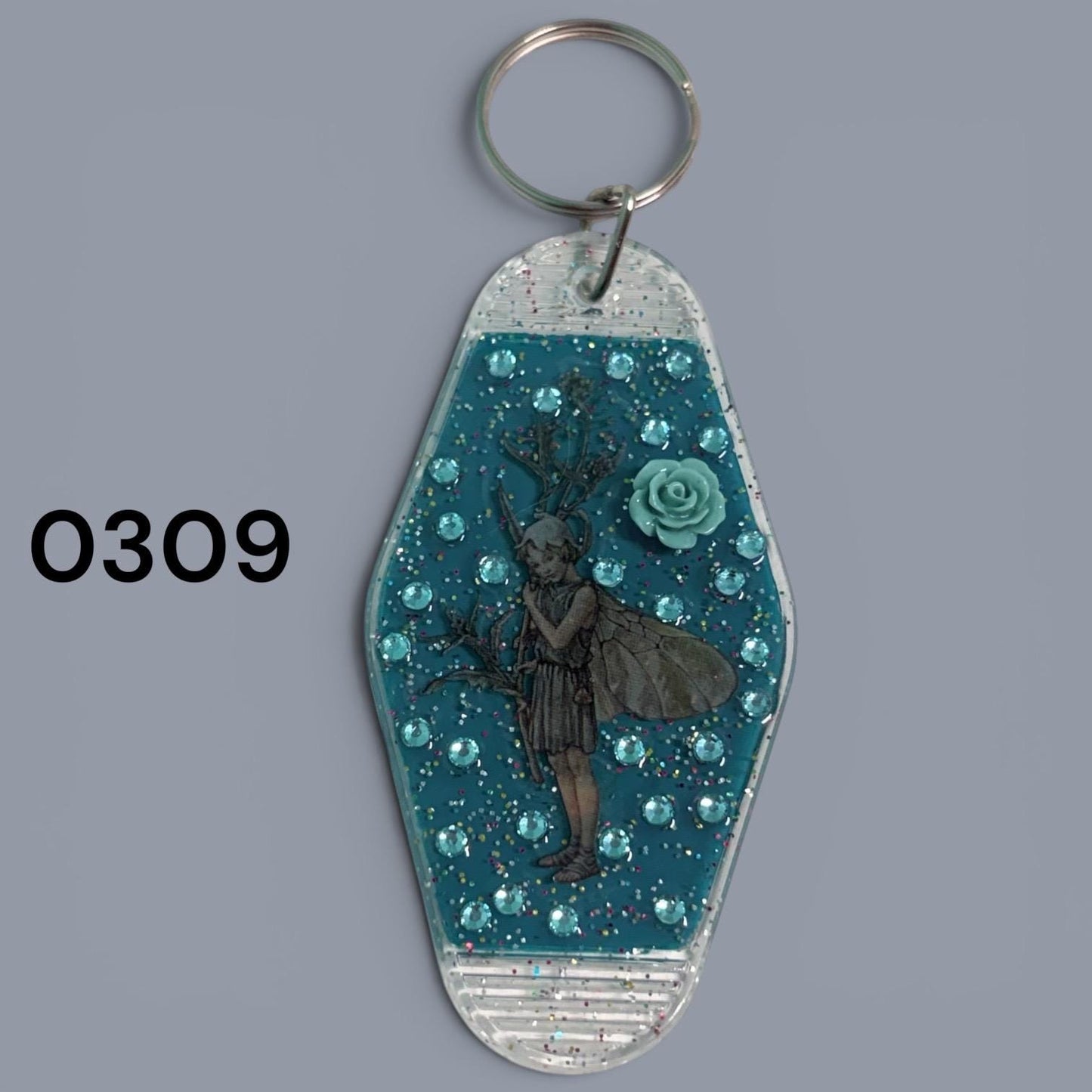 Whimsical Fairy Vintage style Hotel Motel Keychain