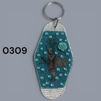 Whimsical Fairy Vintage style Hotel Motel Keychain