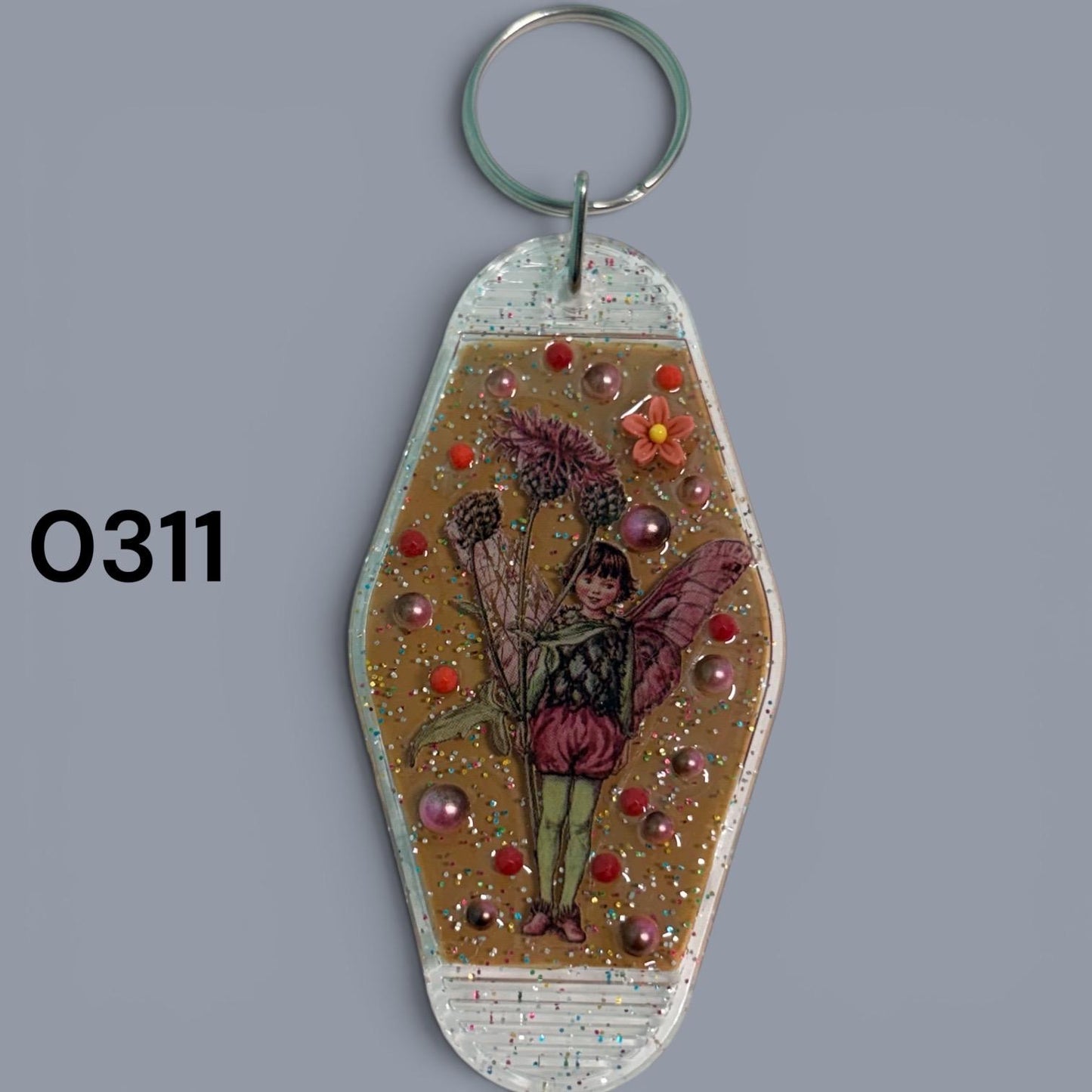 Whimsical Fairy Vintage style Hotel Motel Keychain