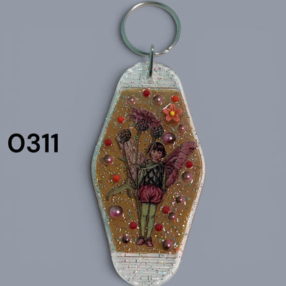 Whimsical Fairy Vintage style Hotel Motel Keychain
