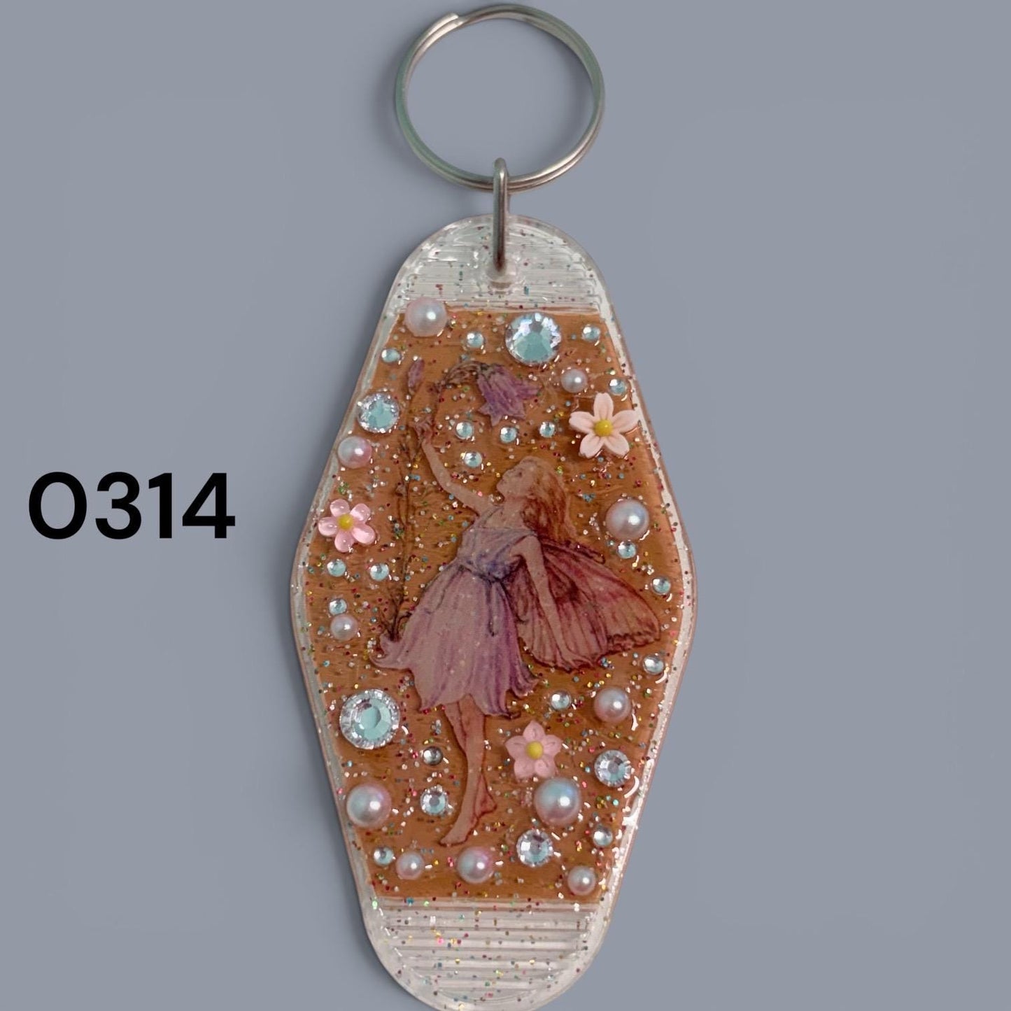 Whimsical Fairy Vintage style Hotel Motel Keychain
