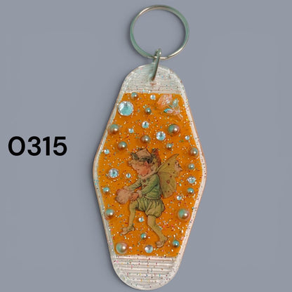 Whimsical Fairy Vintage style Hotel Motel Keychain