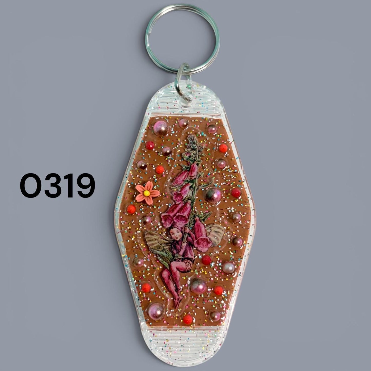 Whimsical Fairy Vintage style Hotel Motel Keychain
