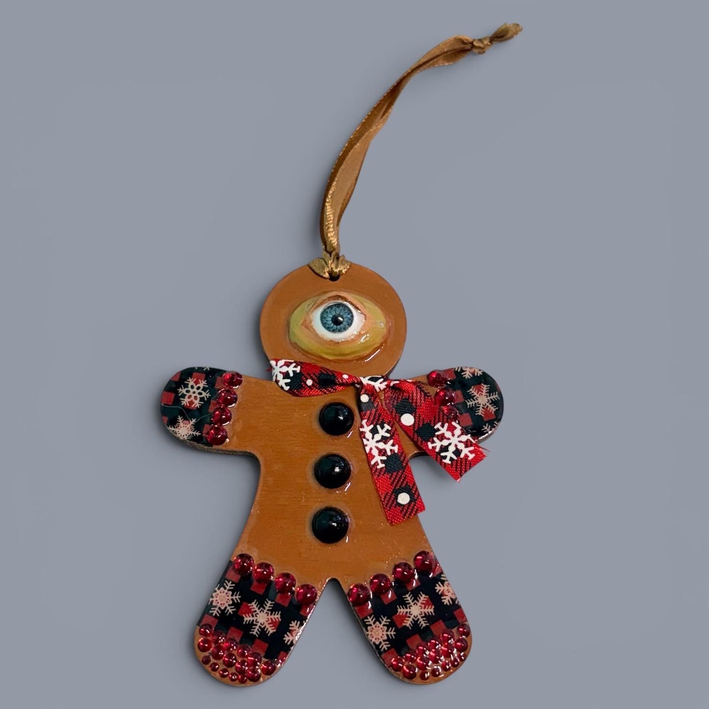 Hand-Painted One-Eyed Gingerbread Man Ornament