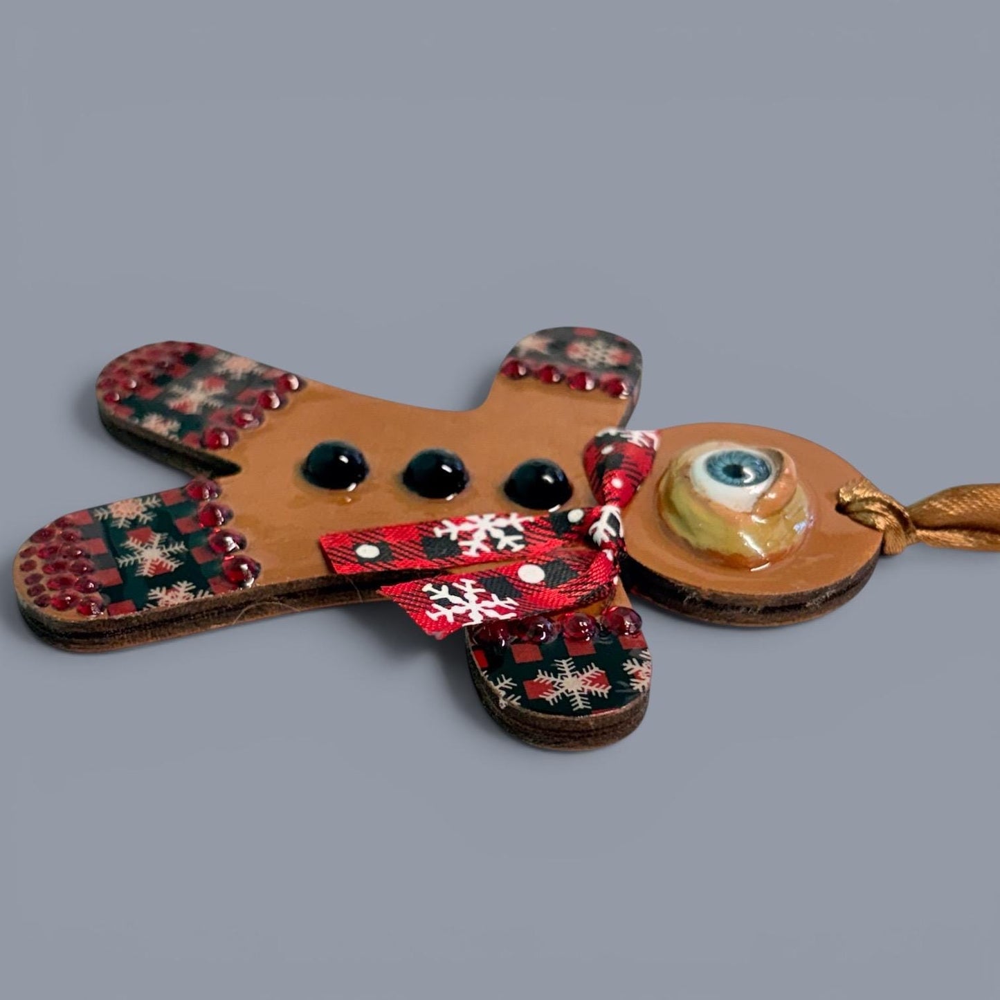 Hand-Painted One-Eyed Gingerbread Man Ornament