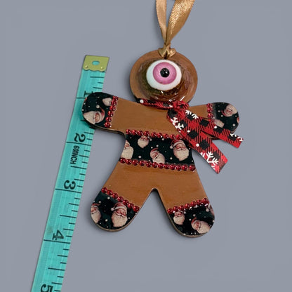 Hand-Painted One-Eyed Gingerbread Man Ornament