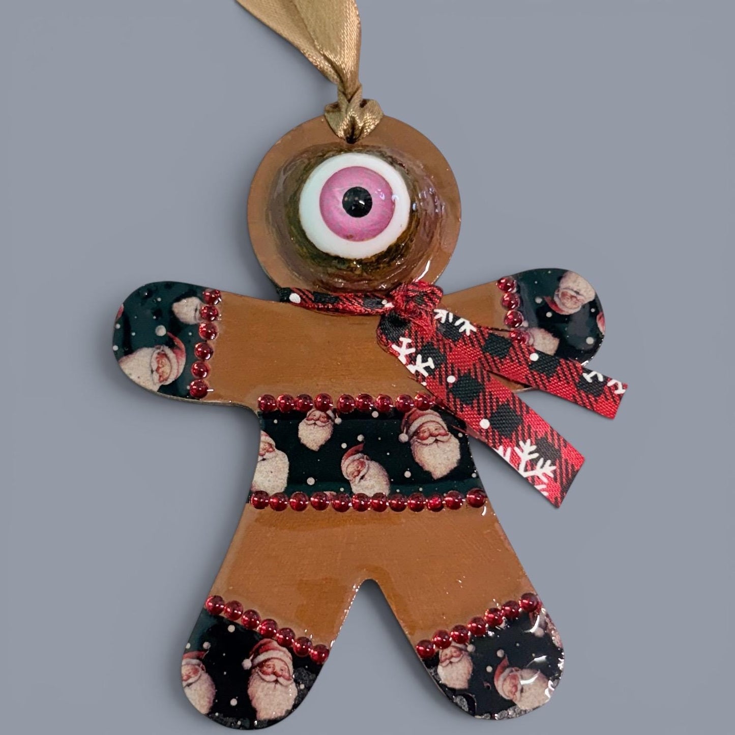 Hand-Painted One-Eyed Gingerbread Man Ornament