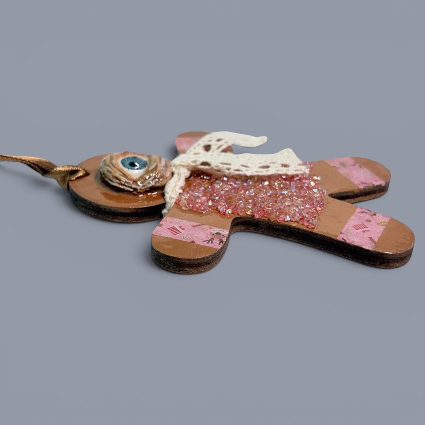 Hand-Painted One-Eyed Gingerbread Man Ornament