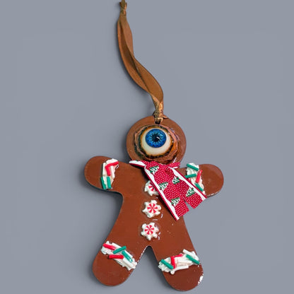 Hand-Painted One-Eyed Gingerbread Man Ornament