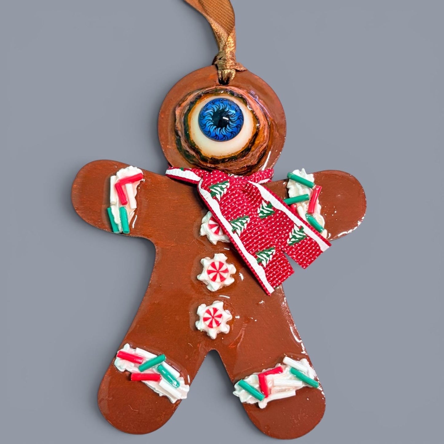 Hand-Painted One-Eyed Gingerbread Man Ornament