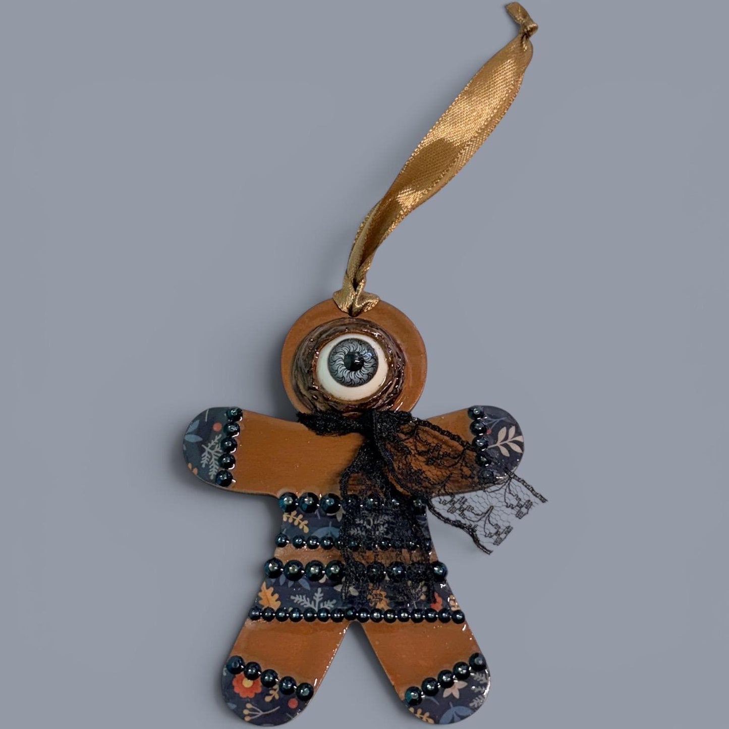 Hand-Painted One-Eyed Gingerbread Man Ornament