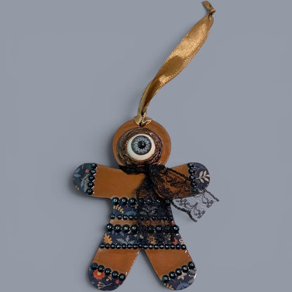 Hand-Painted One-Eyed Gingerbread Man Ornament