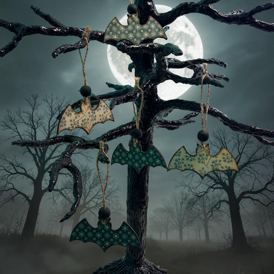 Whimsical Handmade Bat Ornament Set