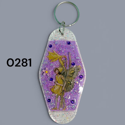Whimsical Fairy Vintage style Hotel Motel Keychain