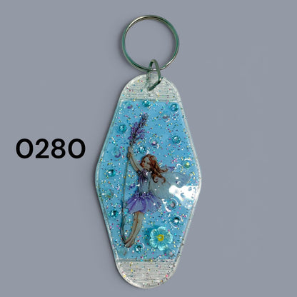 Whimsical Fairy Vintage style Hotel Motel Keychain