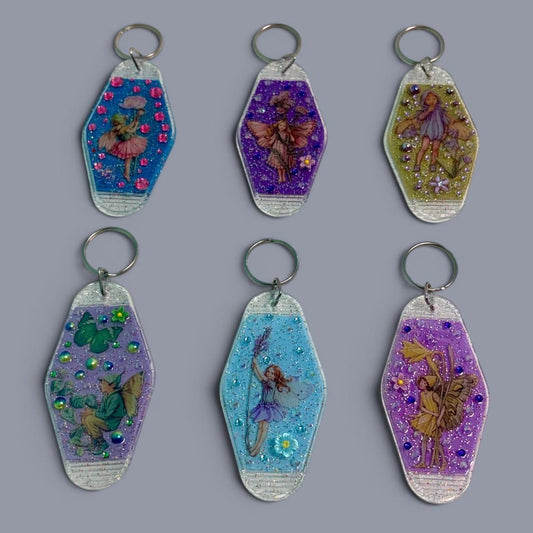 Whimsical Fairy Vintage style Hotel Motel Keychain