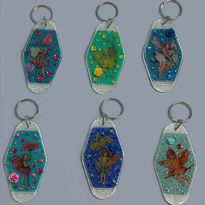 Whimsical Fairy Vintage style Hotel Motel Keychain