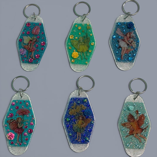 Whimsical Fairy Vintage style Hotel Motel Keychain