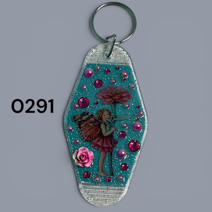 Whimsical Fairy Vintage style Hotel Motel Keychain