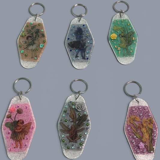 Whimsical Fairy Vintage style Hotel Motel Keychain