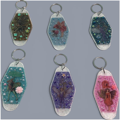 Whimsical Fairy Vintage style Hotel Motel Keychain