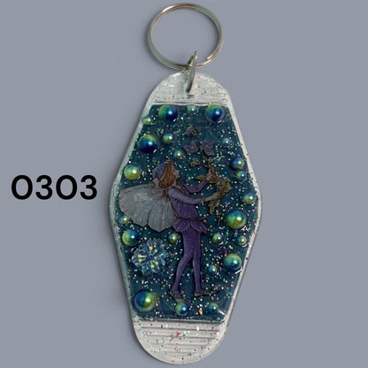 Whimsical Fairy Vintage style Hotel Motel Keychain
