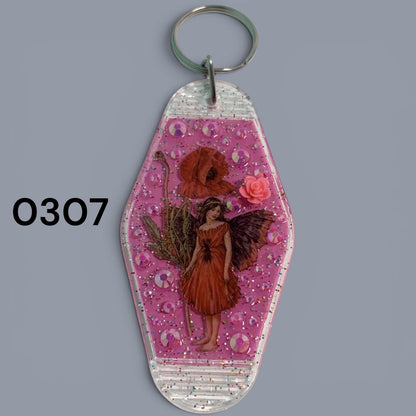 Whimsical Fairy Vintage style Hotel Motel Keychain