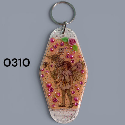 Whimsical Fairy Vintage style Hotel Motel Keychain