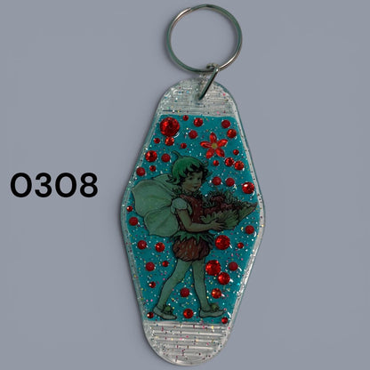 Whimsical Fairy Vintage style Hotel Motel Keychain