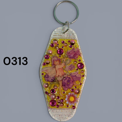 Whimsical Fairy Vintage style Hotel Motel Keychain