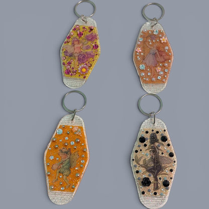 Whimsical Fairy Vintage style Hotel Motel Keychain