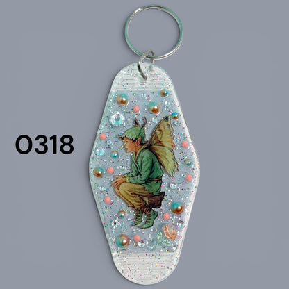 Whimsical Fairy Vintage style Hotel Motel Keychain
