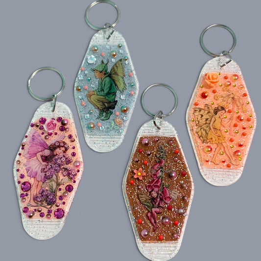Whimsical Fairy Vintage style Hotel Motel Keychain