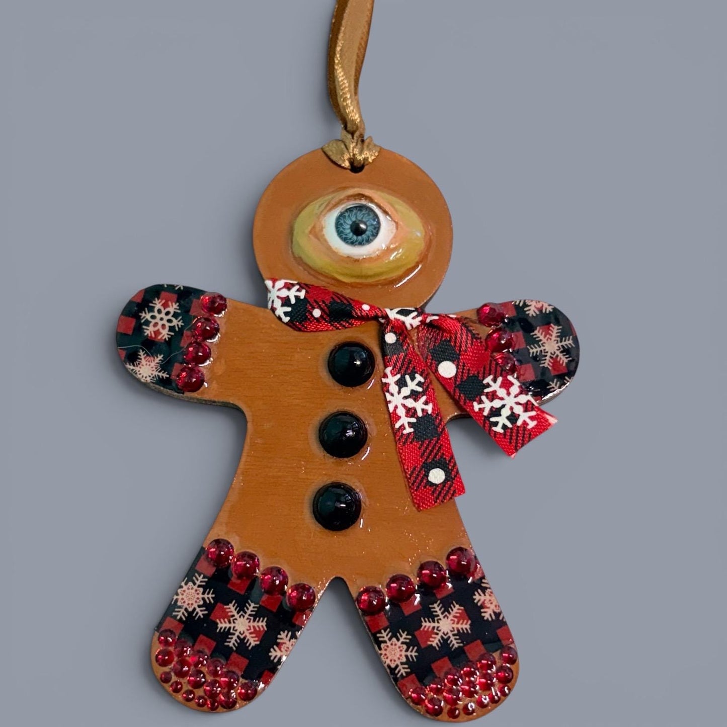 Hand-Painted One-Eyed Gingerbread Man Ornament