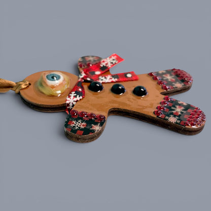 Hand-Painted One-Eyed Gingerbread Man Ornament