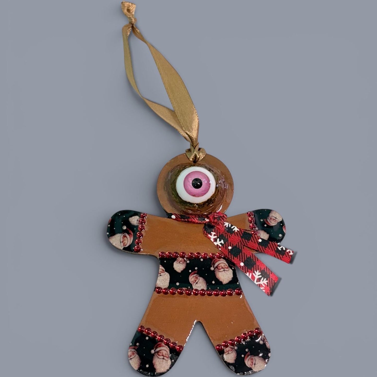 Hand-Painted One-Eyed Gingerbread Man Ornament